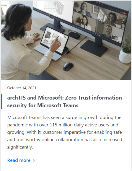 archTIS and Microsoft: Zero Trust information security for Microsoft Teams