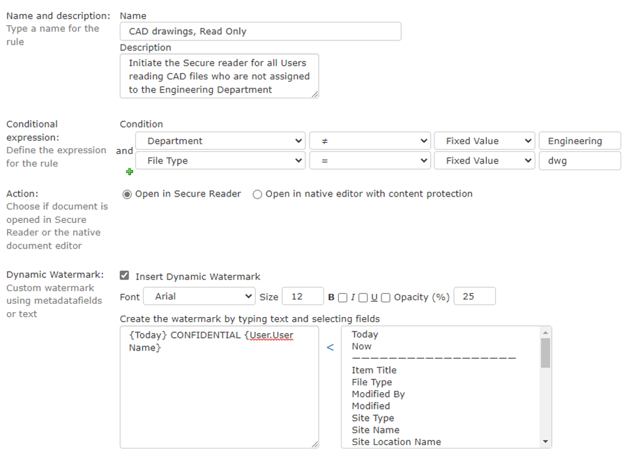 NC Protect CAD File Secure Reader Rule