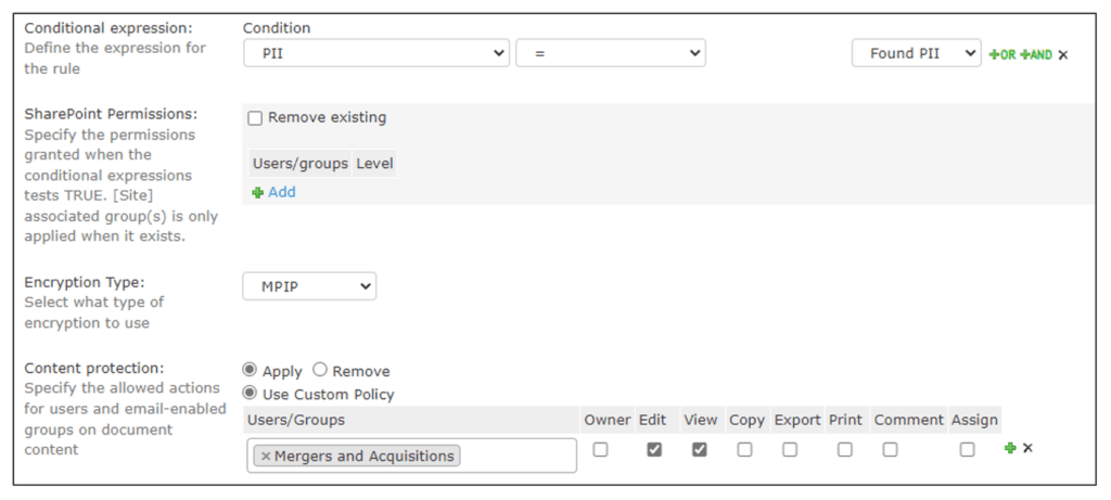 NC Protect can leverage Microsoft RMS encryption and MPIP labels 