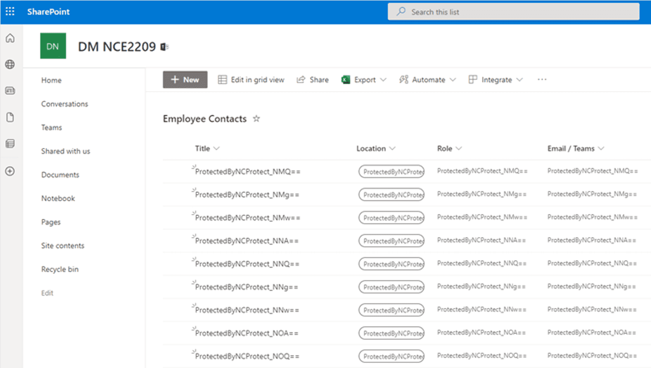 NC Encrypt SharePoint List-Column Encryption Example